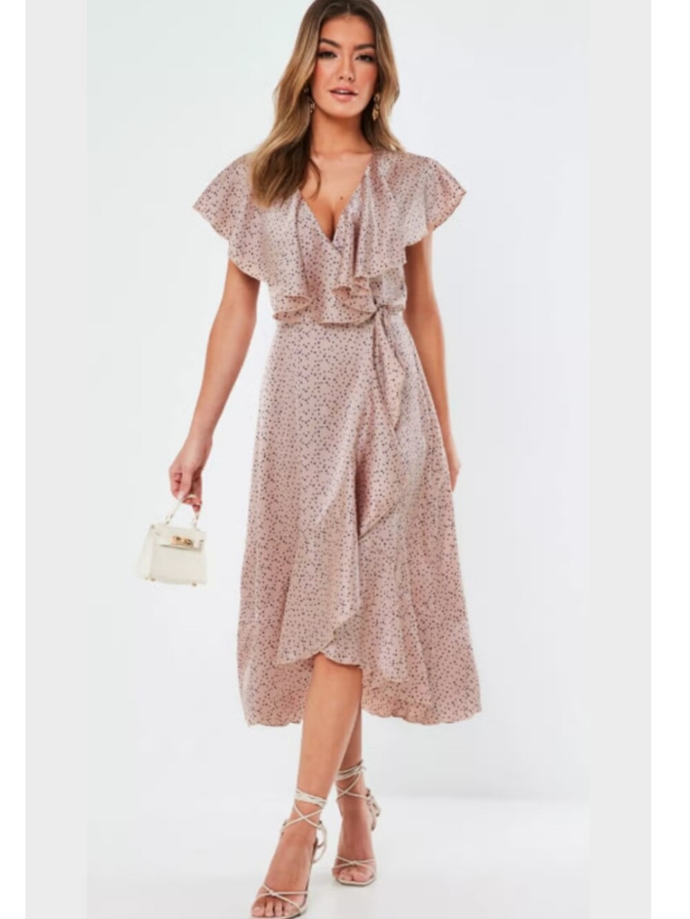 Missguided Ruffle Midi Wrap Dress